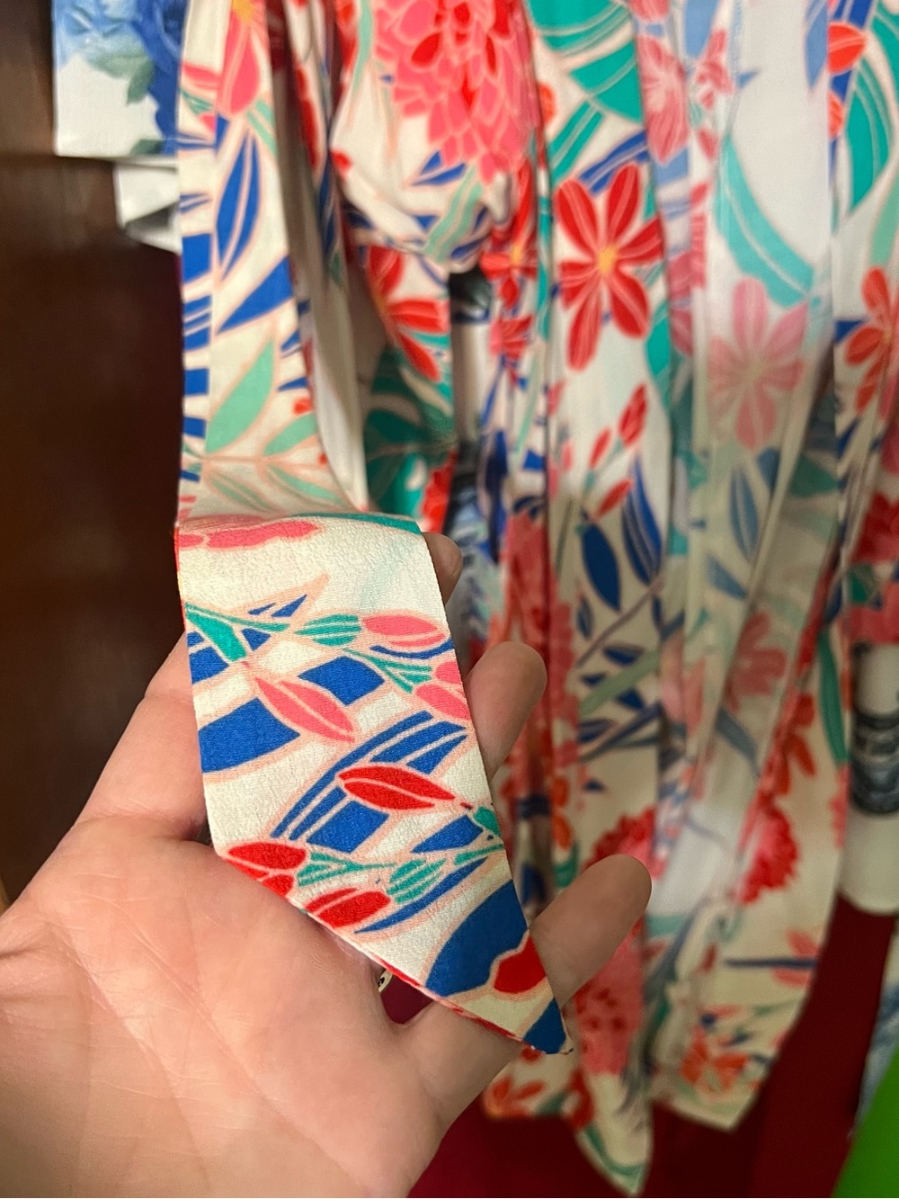 Buckle Cream Floral Scarf Tie with Coral, Teal & Pink Accents